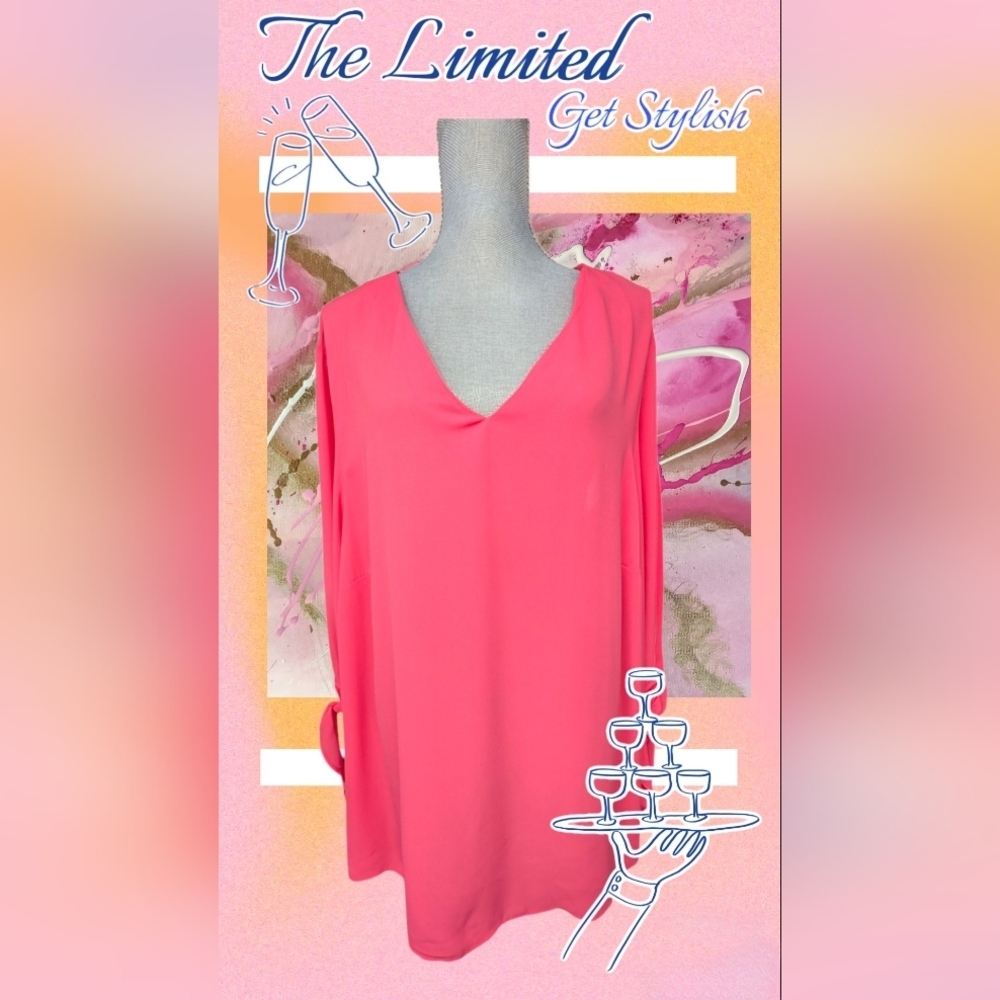 NWT The Limited Fuchsia Blouse Size 3X  Tie Detail Sleeve